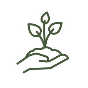 A hand nurturing a young plant, representing business growth.